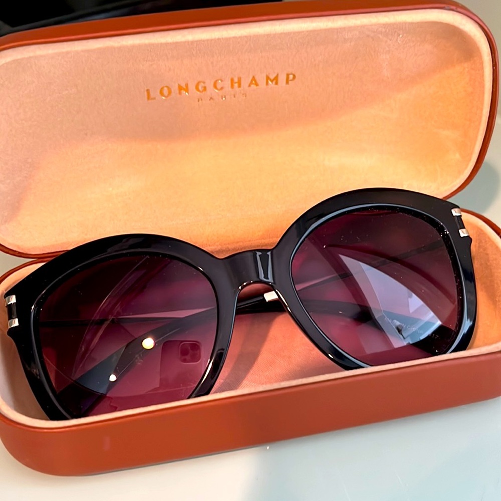 Longchamps - like new! Sunglasses, black and gold frame.
